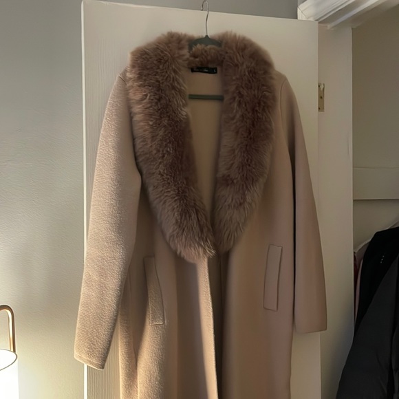 Lyla & Luxe cardigan/jacket with faux fur in camel - Picture 1 of 1